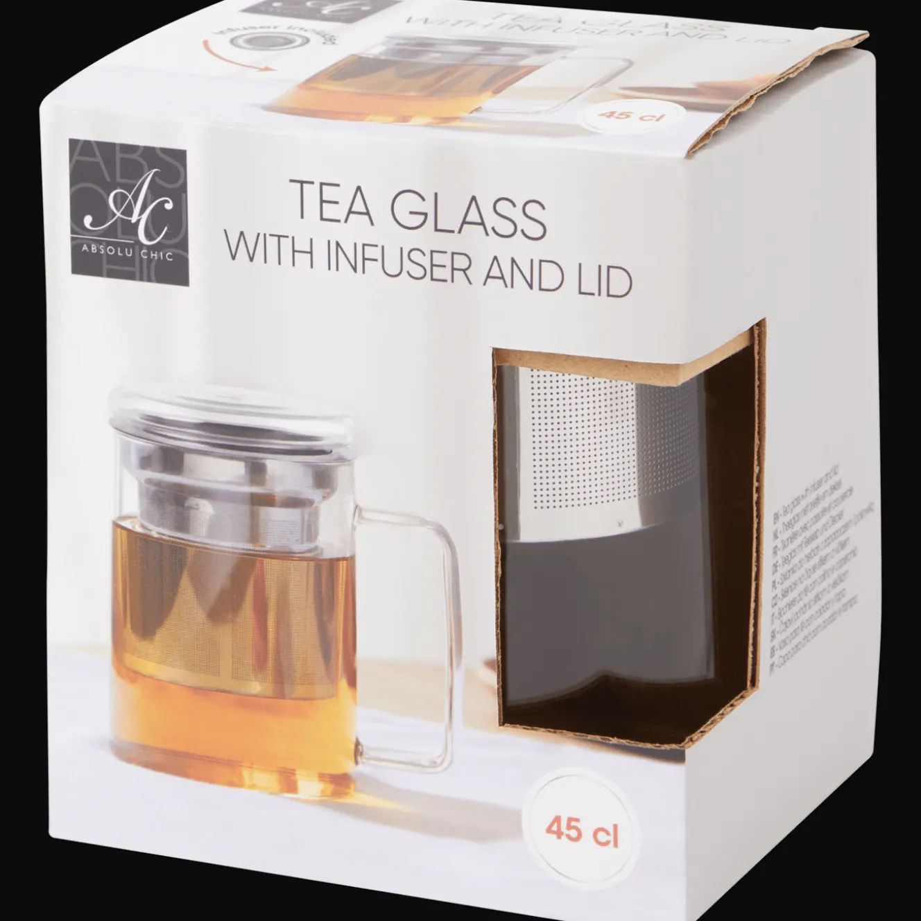 Absolu Chic theeglas met zeefje en deksel