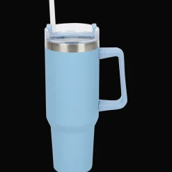 Grote thermosbeker met rietje