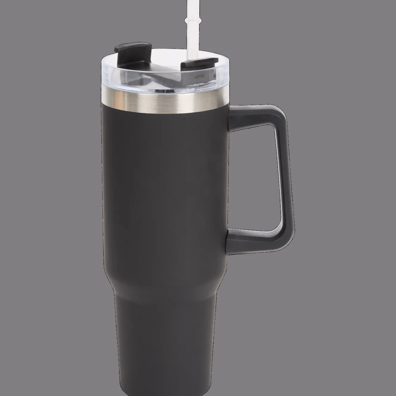 Grote thermosbeker met rietje