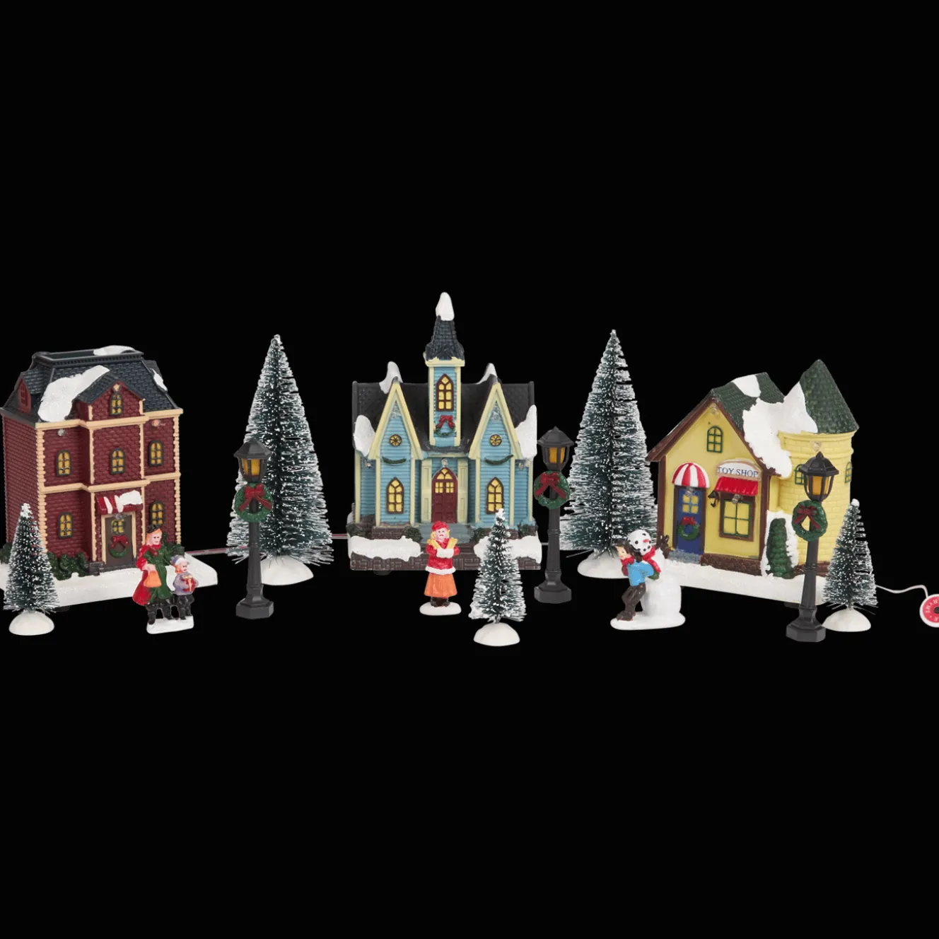 Kerstdorp met verlichting