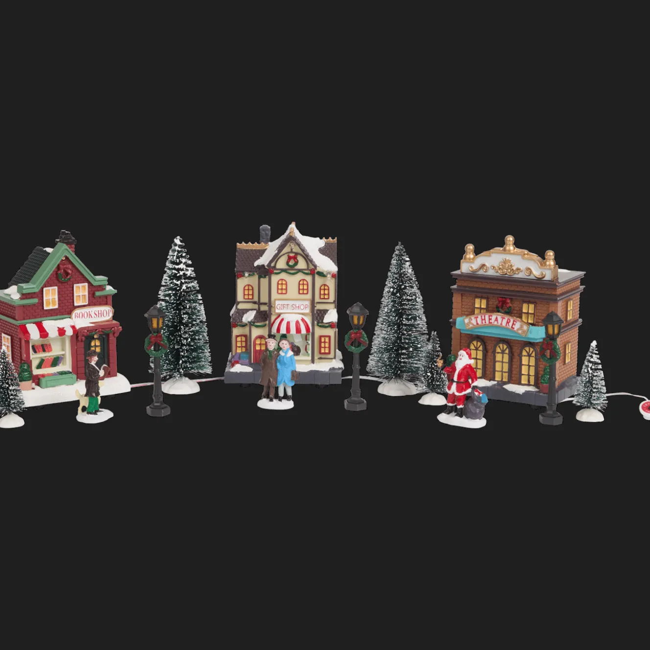 Kerstdorp met verlichting