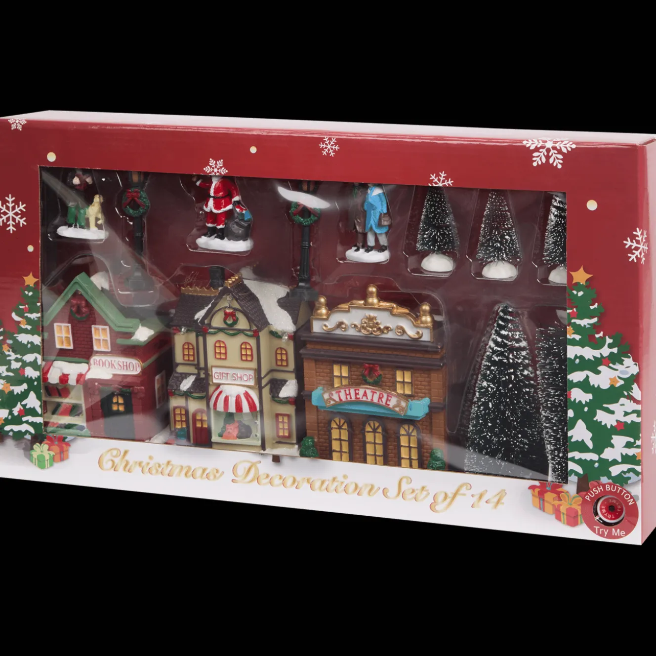Kerstdorp met verlichting