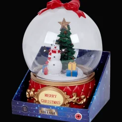 Magic Village sneeuwbol met kerstfiguur, licht en muziek